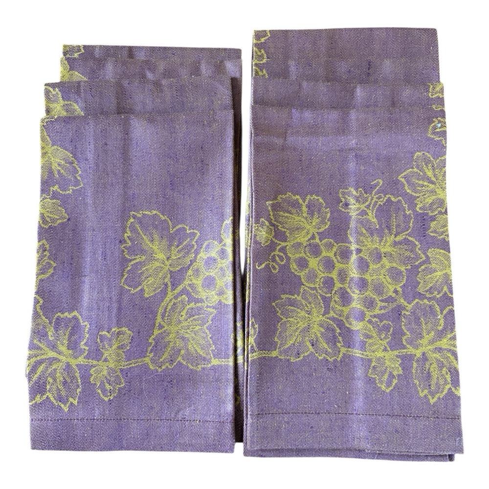 Williams Sonoma SET OF 8 Place Mats Grape Jacquard Linen 14" X 20"Burgundy NWOT